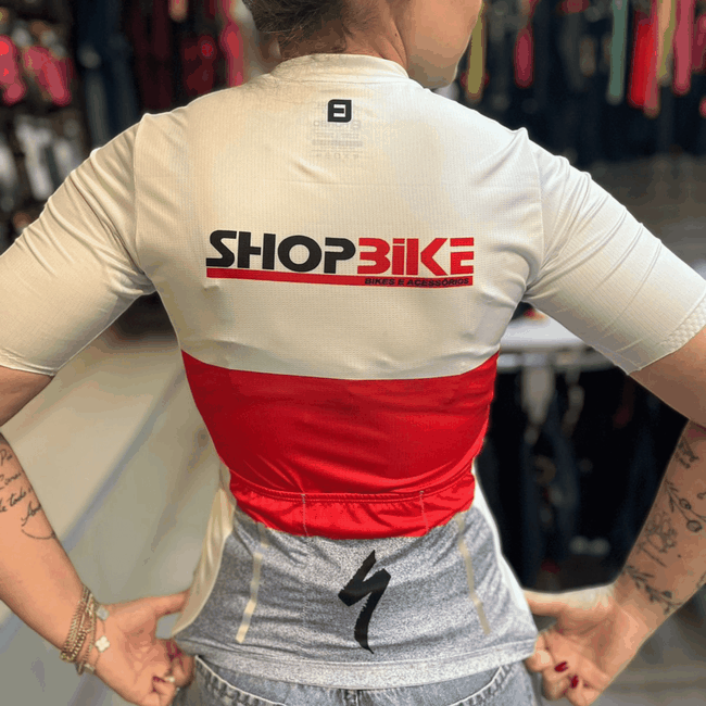 Uniforme Shopbike 2025 Furbo Euro Branca e Cinza e Vermelha