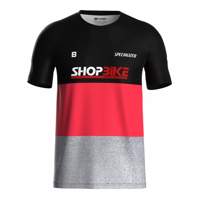 Uniforme Shopbike Furbo Casual 2025 Preto, Cinza e Vermelho