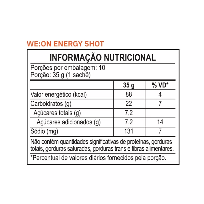 We On Energy Shot Gel 35G Vanilla e Orange