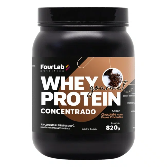 Whey Protein Concentrado Fourlab 820g Chocolate Com Flocos Crocantes