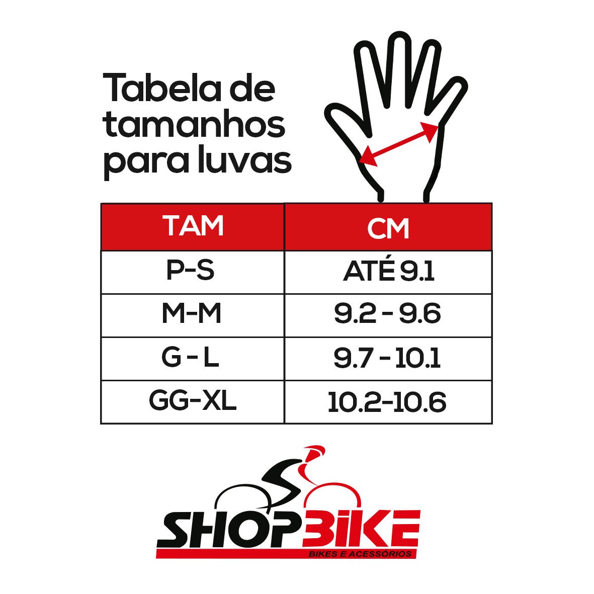 Luva Hupi Eco Dedo Curto Azul e Vermelho e Branco