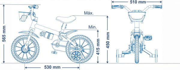Bicicleta Nathor Mechanic Aro 12 Preto e Vermelho e Azul