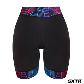 Bermuda Sport Xtreme Sport Leaf Feminina Preto e Rosa e Azul