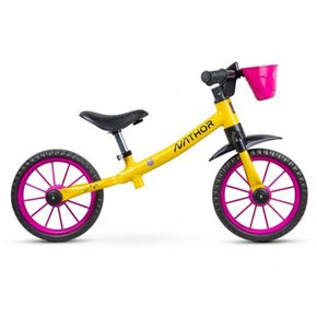 Bicicleta Nathor Balance Drop Garden Aro 12 Amarelo e Rosa