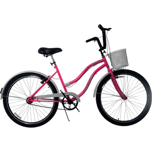Bicicleta Dalannio Beach Retro Feminina Aro 26 Rosa Chiclete