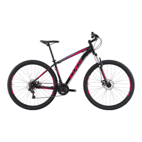 Bicicleta OXS Glide 100 Aro 29 Shimano 21v Preto e Rosa e Azul