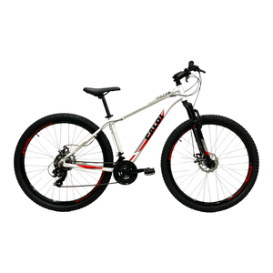 Bicicleta Caloi Vulcan Aro 29 Tourney 21v Branco e Vermelho e Cinza