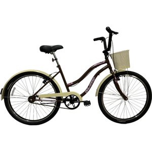 Bicicleta Dalannio Beach Retrô Aro 26 Feminina Marrom e Bege
