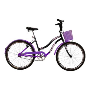 Bicicleta Dalannio Beach Retrô Aro 26 Feminina Preto e Lilas