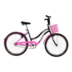 Bicicleta Dalannio Beach Retrô Aro 26 Feminina Preto e Rosa