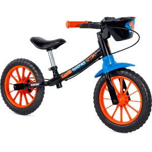 Bicicleta Nathor Balance Power Rex Aro 12 Preto e Azul e Laranja
