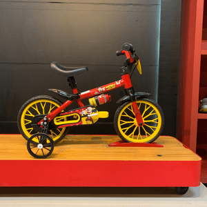 Bicicleta Nathor Mickey Aro 12 Vermelho Preto e Amarelo