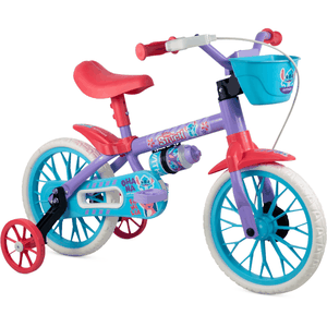 Bicicleta Nathor Stitch Aro 12 Lilás e Azul e Vermelhoㅤ