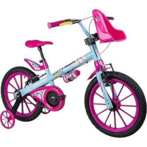 Bicicleta Nathor Unicorn Aro 16 Azul Claro e Rosa
