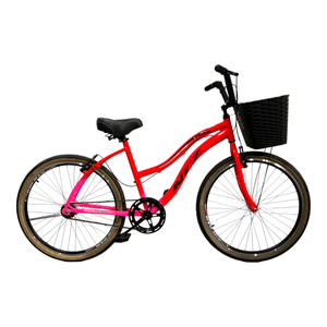 Bicicleta NTZ Surf Beach Aro 26 Vermelho e Rosa