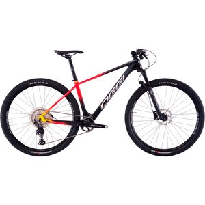 Bicicleta Oggi Agile Sport Carbon NX/GX 12v 2023 Preto e Vermelho e Amarelo