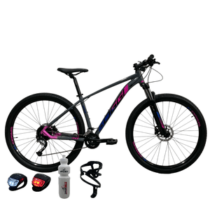 Bicicleta Oggi Big Wheel 7.0 Aro 29 Alivio/Acera 18v 2023 Grafite e Azul e Pink
