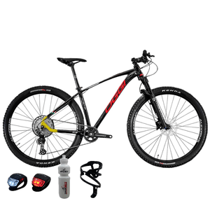 Bicicleta Oggi Big Wheel 7.3 Aro 29 Deore 12v 2022 Preto e Vermelho e Amarelo