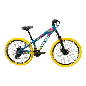 Bicicleta Vikingx Aro26 Tuff 25 Shimano 21v Verde, Amarelo e Rosa Bicicleta Vikingx Aro26 Tuff 25 Shimano 21v Verde, Amarelo e Rosa