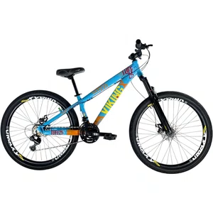 Bicicleta Vikingx Tuff 25 Aro 26 Shimano 21v Azul e Laranja e Amarelo