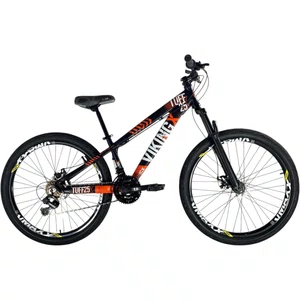 Bicicleta Vikingx Tuff-25 Aro 26 Shimano 21v Roxa e Laranja e Branca