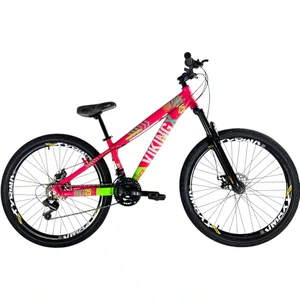 Bicicleta Vikingx Tuff 25 Shimano Aro 26 21v Rosa e Verde