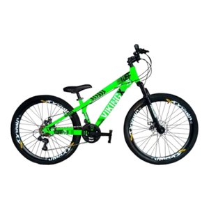 Bicicleta Vikingx Tuff 30 Aro 26 Shimano 21v Verde e Branco e Azul