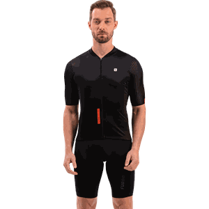 Camisa Jersey Masculina Manga Curta Furbo Euro Supreme Preta e Laranja