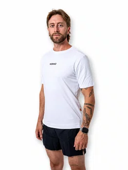 Camisa Masculina Nomad Trail Run Manga Curta Branca