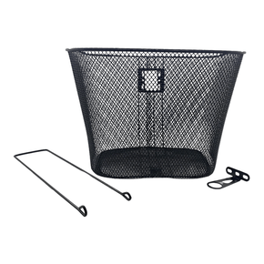Cesta Telada Grande Preta com Kit para Fixação sobre a Roda Dianteira