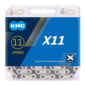 Corrente KMC X11 11 Velocidades Prata e Preta