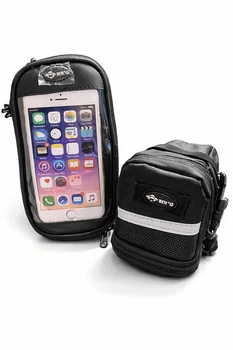 Kit bolsa de quadro e selim bin´g preta/cinza