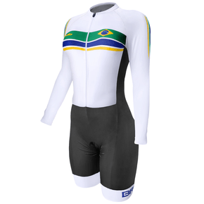 Macaquinho Barbedo Brasil Manga Longa Branco e Verde