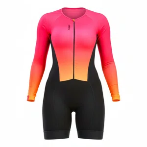 Macaquinho Feminino Furbo Gradiant Blade Manga Longa Rosa e Laranja e Preto