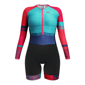 Macaquinho Sport Xtreme Comfort Manga Longa Atena Verde e Rosa