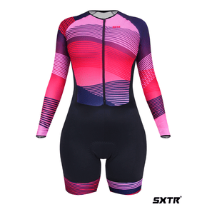 Macaquinho Sport Xtreme Comfort Manga Longa Aura Rosa e Vermelho