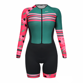 Macaquinho SportXtreme Comfort Manga Longa Daysi verde e Rosa