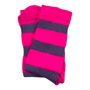 Meia Camer Listras Rosa e Cinza