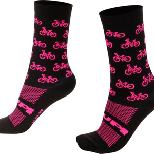 Meia Hupi Bike - Pés Menores 34 ao 38 Preto e Rosaㅤㅤㅤㅤㅤ