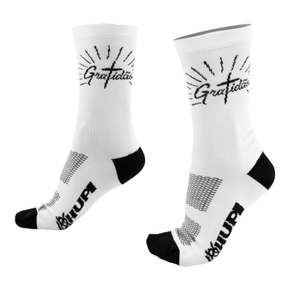 Meia Hupi Gratidão Branco e Preto