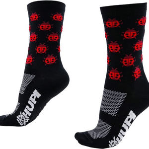 Meia Hupi Joaninha - Pés Menores 34 ao 38 Preto e Vermelho