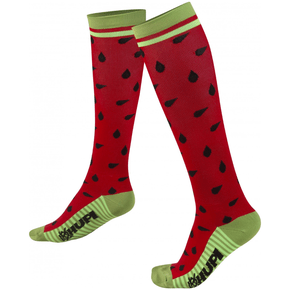 Meia Hupi Longa Melancia Vermelho e Rosa