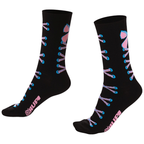 Meia Hupi New Locked Preto Azul e Rosa
