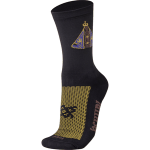 Meia Hupi Santa Aparecida Preta e Amarelaㅤㅤㅤㅤㅤㅤㅤㅤㅤㅤㅤㅤㅤㅤ