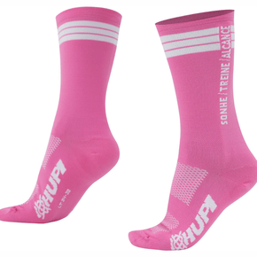 Meia Hupi Sonhe Treine Alcance Rosa e Branco - para pés menores