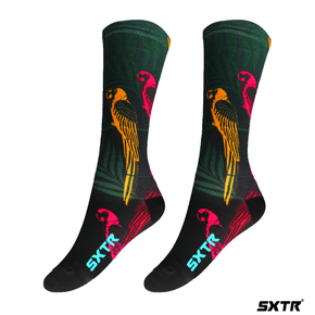 Meia Sport Xtreme Sublimada Botanic Verde e Laranja e Vermelho