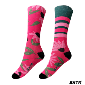 Meia SportXtreme Sublimada Daysi Rosa e Verde