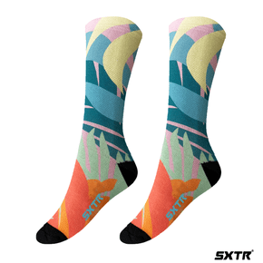 Meia SportXtreme Sublimada Vitali Rosa e Verde e Laranja