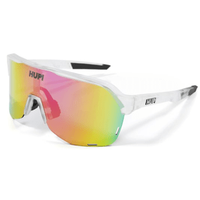 Óculos Hupi Huez Cristal e Preto Lente Rosa Espelhado