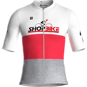 Uniforme Shopbike 2025 Furbo Euro Branca e Cinza e Vermelha Uniforme Shopbike 2025 Furbo Euro Branca e Cinza e Vermelha